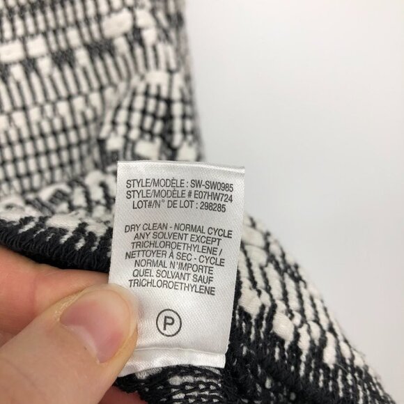 Helmut Lang Black + White knit mixed print linen  blend bodycon mini dress SP - Picture 13 of 16